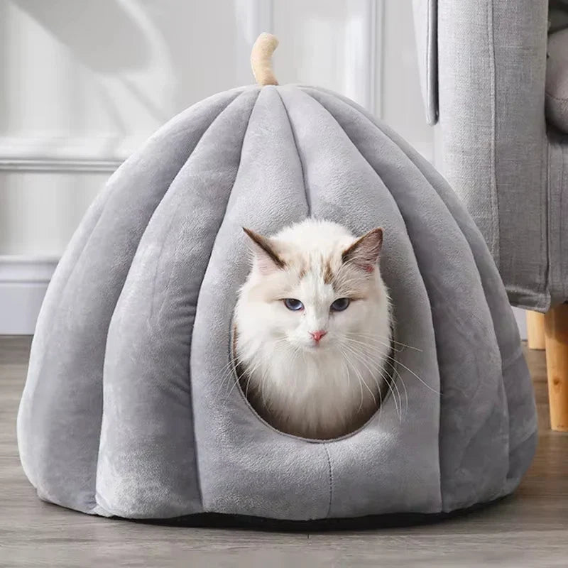 Enclosed Cat Cave Bed – Soft Plush Indoor Hideaway for Cats | Winter Cozy Pet Den with Washable Cover for Small to Medium Cats | Warm | Thomler