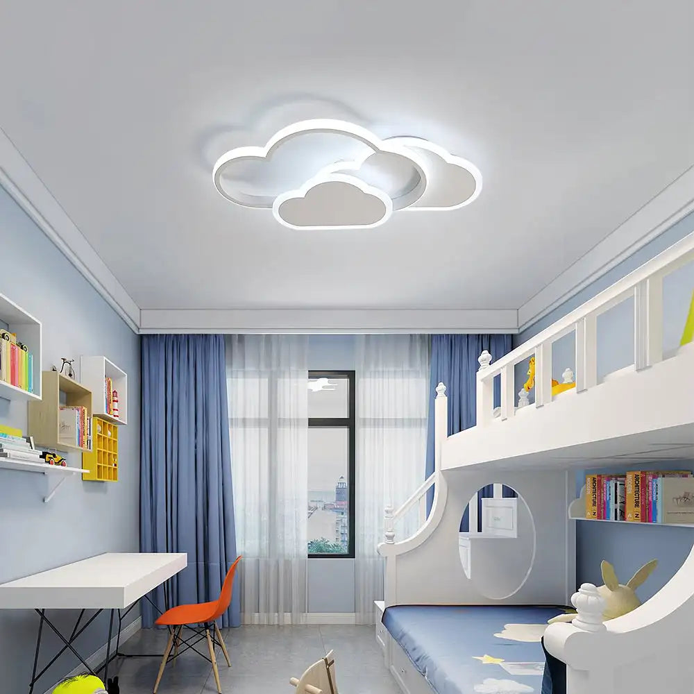 Ceiling Light Acrylic Cloud 32W Dimmable Nursery Bedroom LED Remote Control Flush Mount Lamp | Thomler