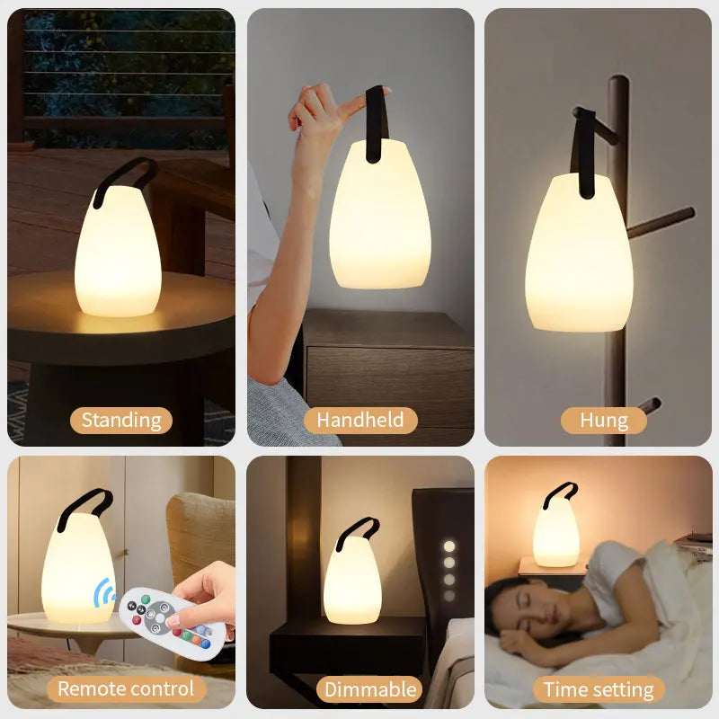 Outdoor Table Lamp Waterproof ABS LED 8 Colors 10 in Portable Patio Garden Lighting With Remote USB Rechargeable | Thomler