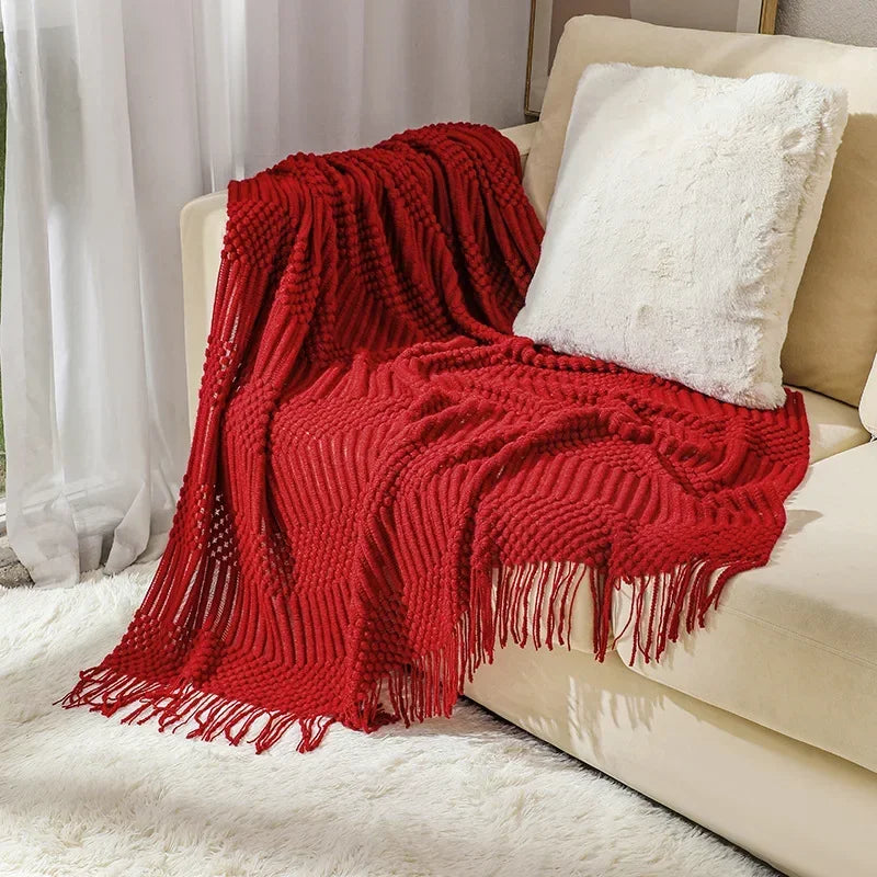 Chunky Knit Throw Blanket – Cozy Acrylic Sofa & Bed Cover for Living Room & Bedroom | Thomler