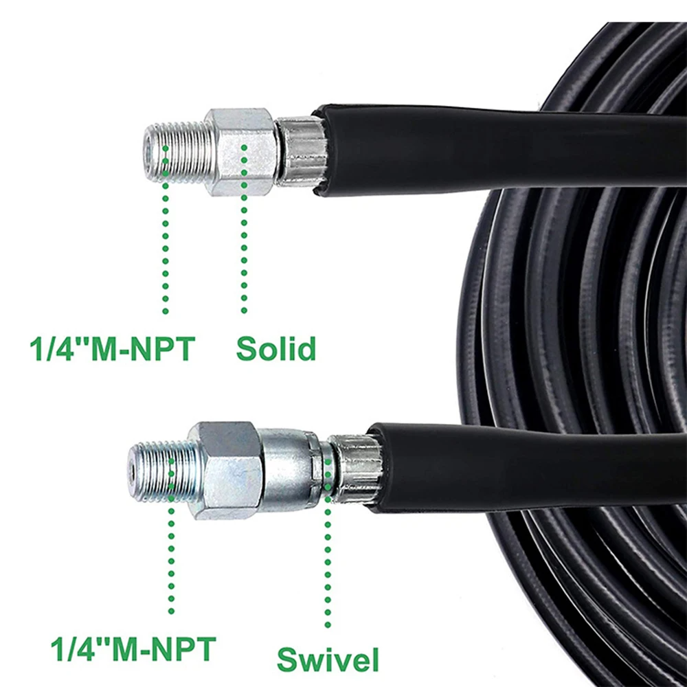 High-Pressure Drain Jetter Hose with Rotating Stainless Steel Nozzle for Pressure Washer Clogs in Sewer Lines Pipes Toilets Sinks | Thomler
