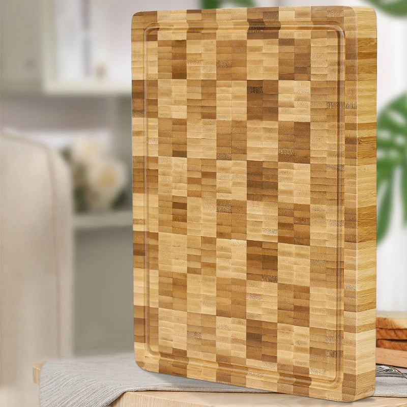 Reversible Bamboo Cutting Board with Drip Groove for Meat, Vegetables & Fruit – Butcher Block Surface | Thomler