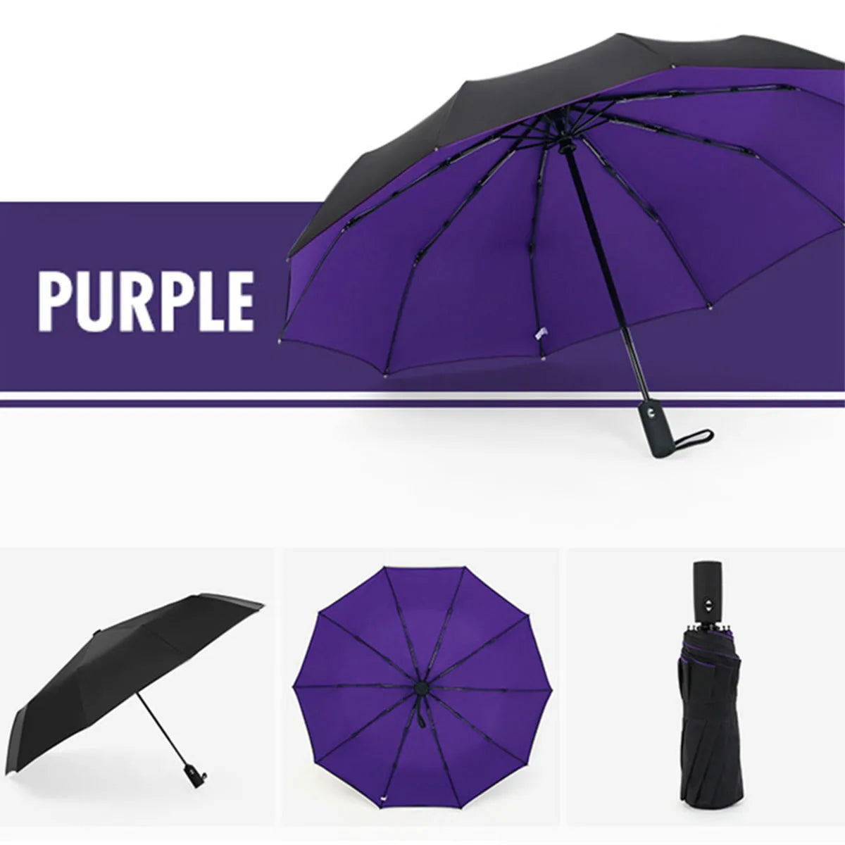Compact Auto Open/Close Travel Umbrella with Reinforced Canopy – Rain & Wind Protection for Everyday Commuting, Beach Outings, Daily Errands | Thomler