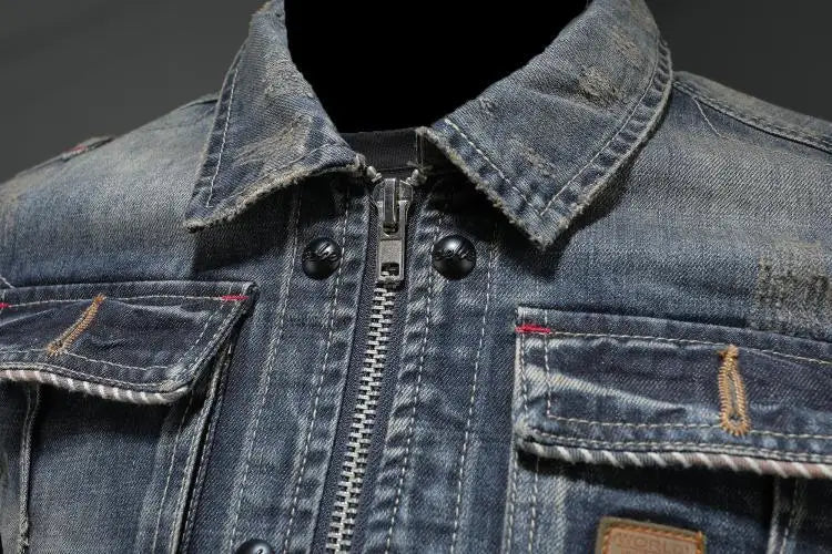 Classic Denim Jacket Vintage Style Gray Button-Front Outerwear Comfortable Everyday Casual Wear Retro Look Fall Spring Coat for Women & Men | Thomler