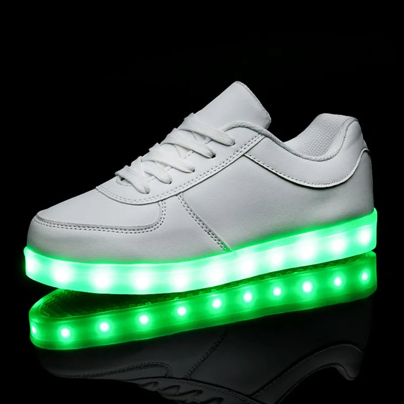 Childrens Trainers Synthetic Rubber LED Light Up Velcro Pink Daily School Play Sneakers Multiple Light Modes | Thomler
