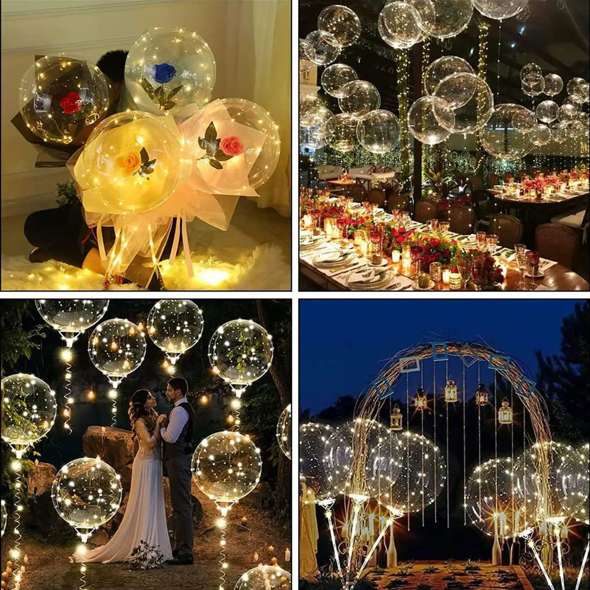 Light-Up Clear Party Balloons with LED String Lights – 20 Inch Transparent Round Balloons for Weddings, Birthdays & Events | Thomler