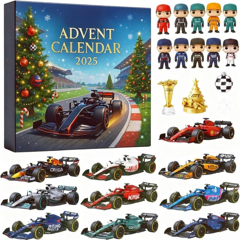 Formula One Racing Advent Calendar 2025 – 24-Day Countdown with Mini Race Cars & Collectibles for Kids & F1 Fans | Thomler