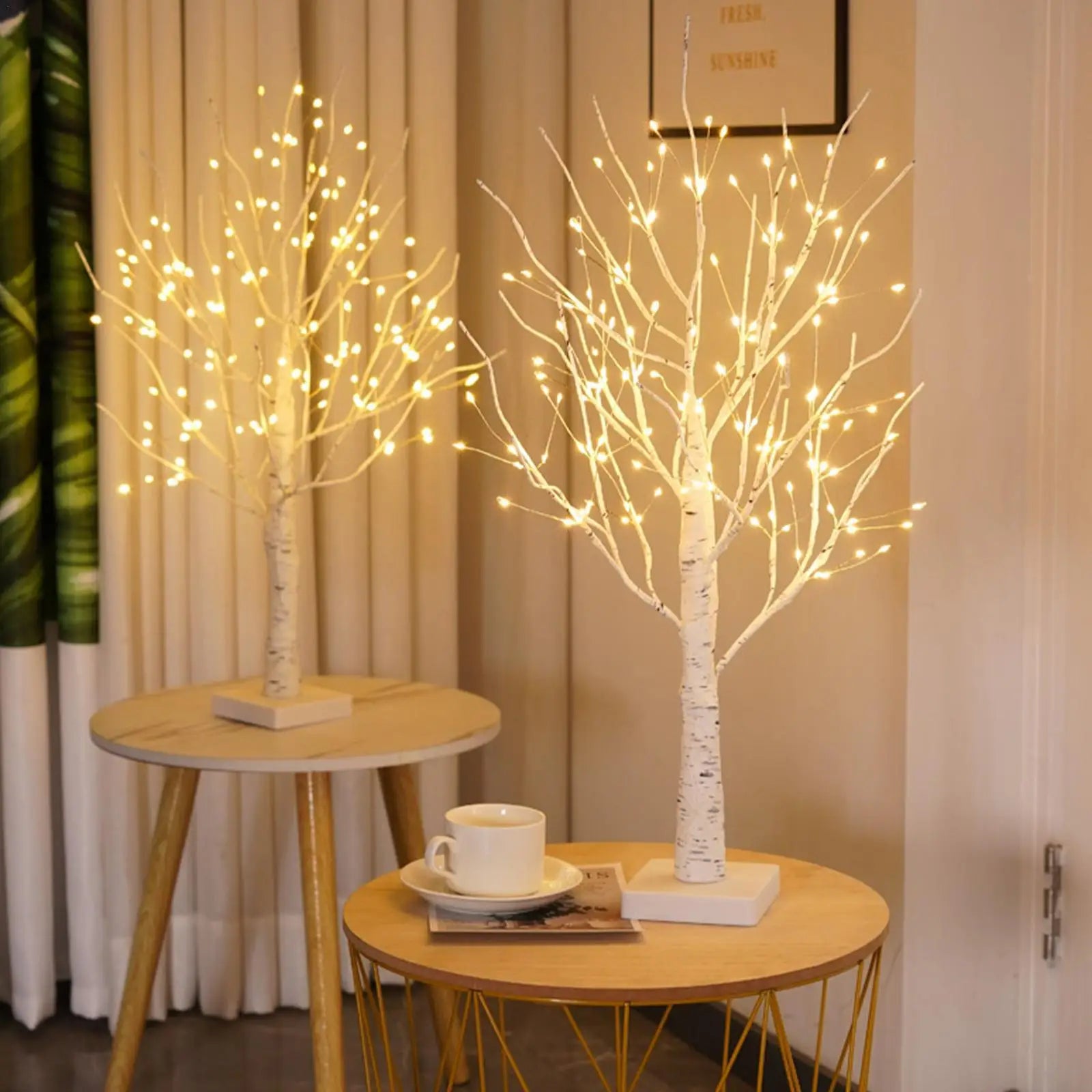 Table Lamp PVC Birch Tree 23 in USB Rechargeable LED Bedroom Living Room Decor Ambient Night Light | Thomler