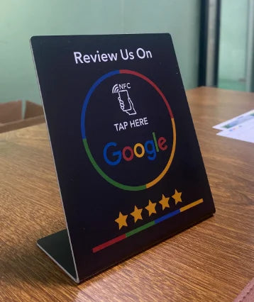 NFC Customer Review Stand for Google – Tap-to-Review Card with Base for Countertop Feedback Collection | Thomler