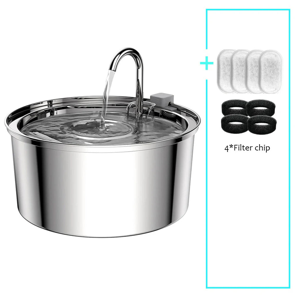 USB-Powered Hydration Station for Dogs & Cats 108 fl oz Stainless Steel Recirculating Bowl Silent Pump Dual Filter System for Small Medium | Thomler