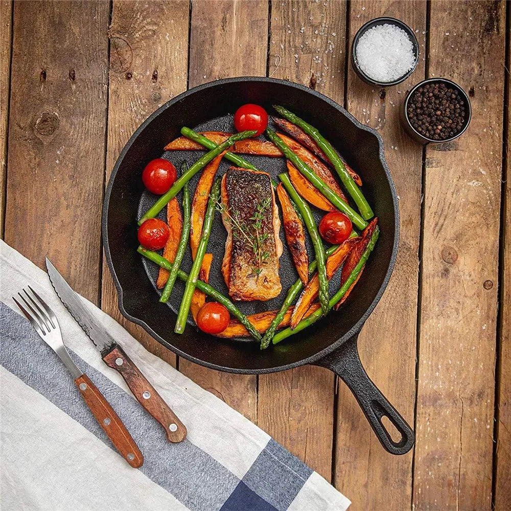 Frying Pan Set Cast Iron 16.0 cm 20.0 cm 26.0 cm Black Induction Gas Open Fire Skillet Cooking Set | Thomler