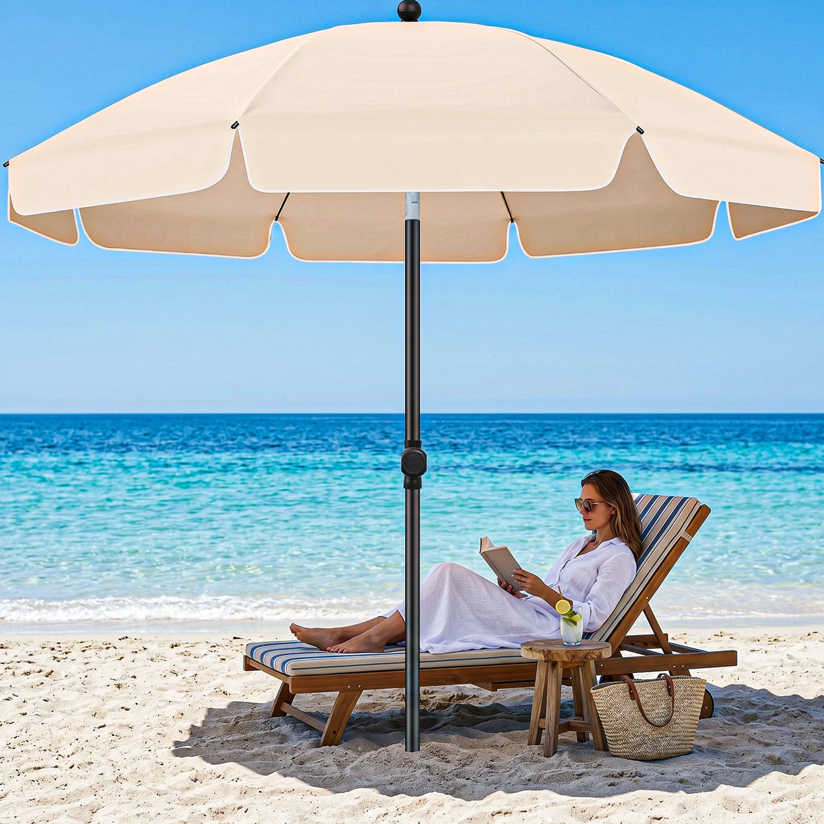 6.5 ft Tilt Patio Umbrella with Carry Bag – Portable UV Protection Canopy for Backyard, Beach & Outdoor Tables | Thomler