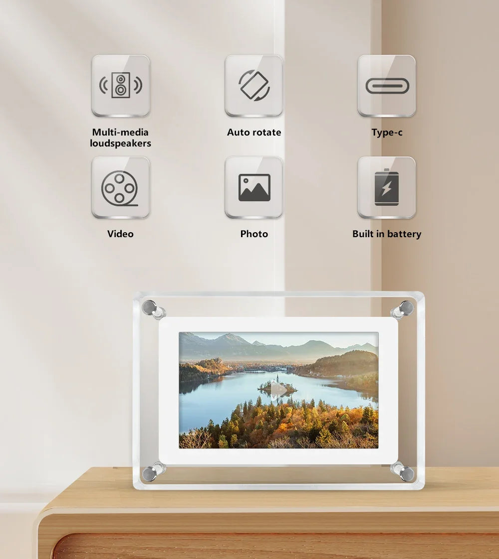 5-Inch IPS Digital Picture Frame with Rechargeable Battery | Tabletop Photo & Video Display for Desk & Home | HD Media Player with USB & | Thomler