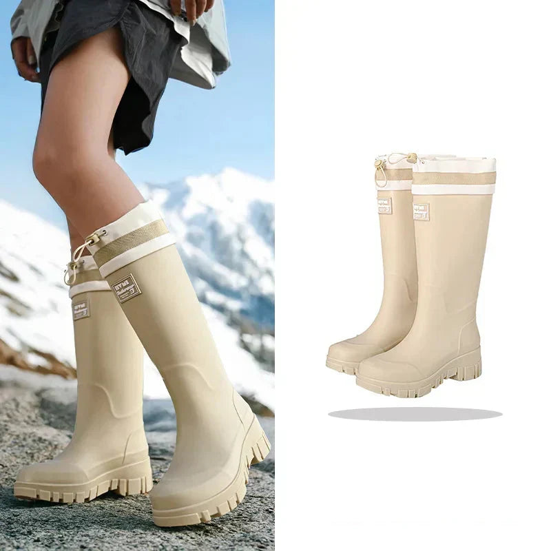Women's Waterproof Rain Boots with Non-Slip Sole – Vintage-Inspired Rubber Boots for Fall & Winter, Mid-Calf & Tall Styles | Thomler