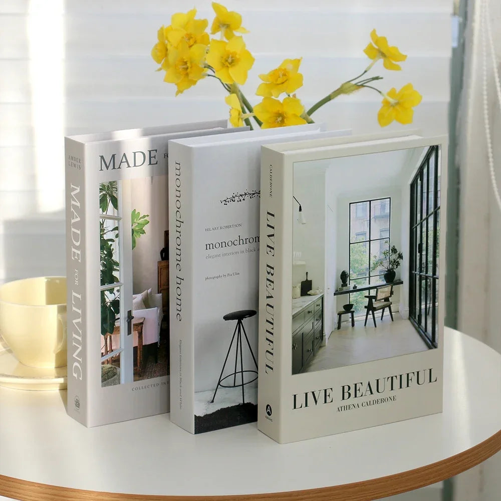 Decorative Faux Books Cardboard Foldable Set Of 3 Living Room Coffee Table Styling Bookshelf Display Interior Decor | Thomler