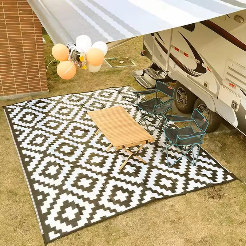 Outdoor Rug Waterproof PP 150.0 cm x 240.0 cm Grey Patio Garden Camping Picnic Balcony Mat | Thomler
