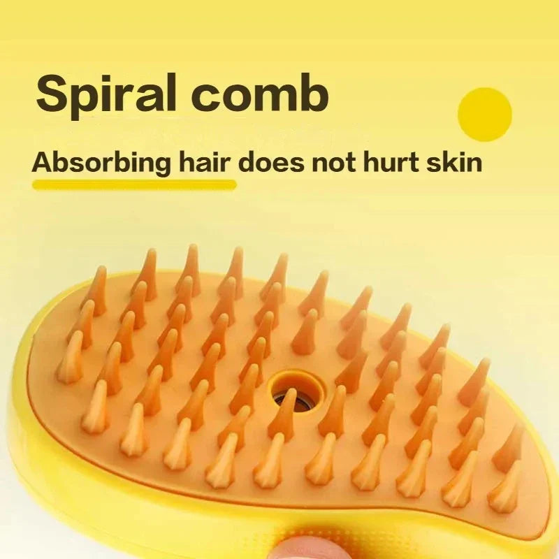 Steam Cat Grooming Brush with Massage & Soap Dispenser for Shedding & Bathing Cats Dogs | Pet Self-Cleaning Fur Comb Tool | Thomler