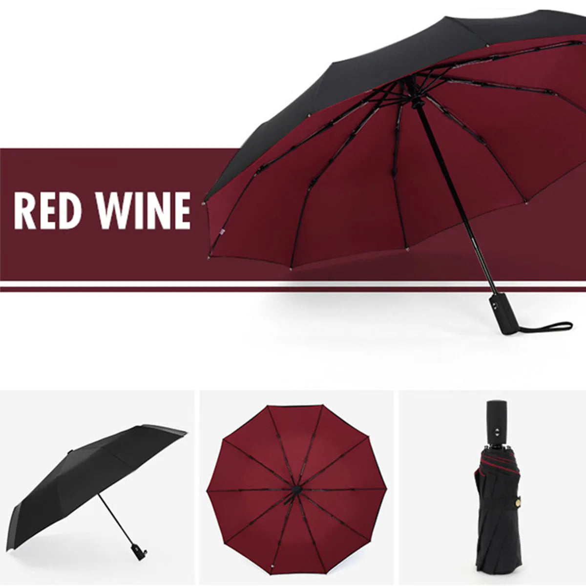 Compact Auto Open/Close Travel Umbrella with Reinforced Canopy – Rain & Wind Protection for Everyday Commuting, Beach Outings, Daily Errands | Thomler