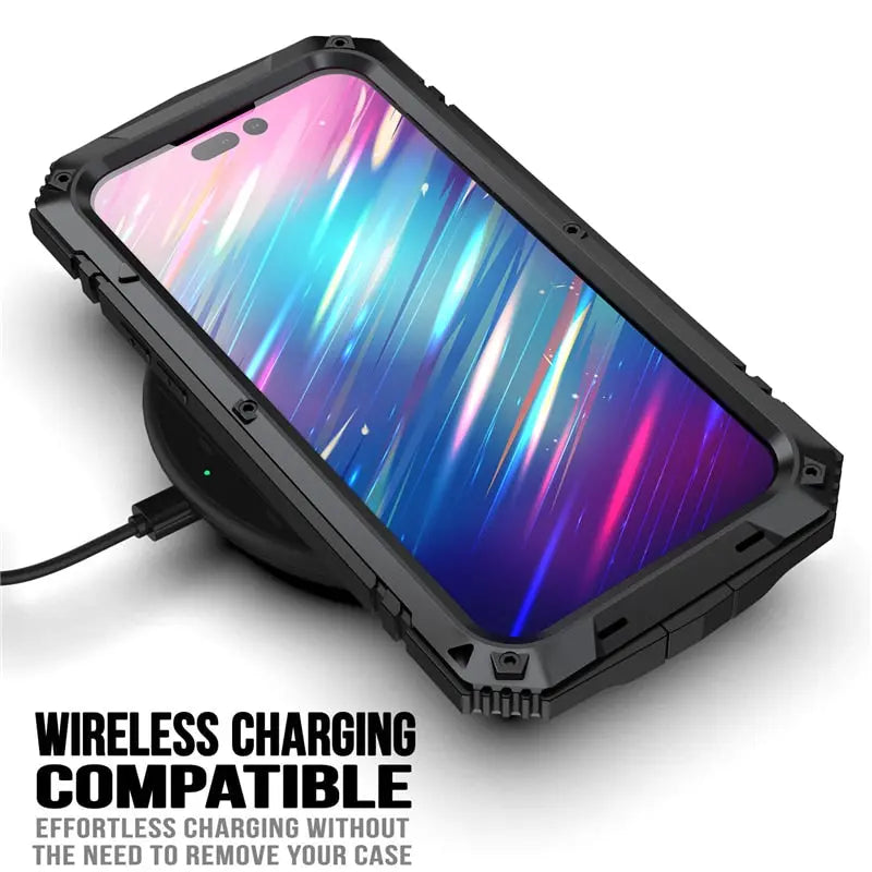 Heavy-Duty Metal Phone Case for iPhone 14, 13, 12, 11 – Full-Edge Protection with Raised Camera Guard & Tactile Grip | Thomler