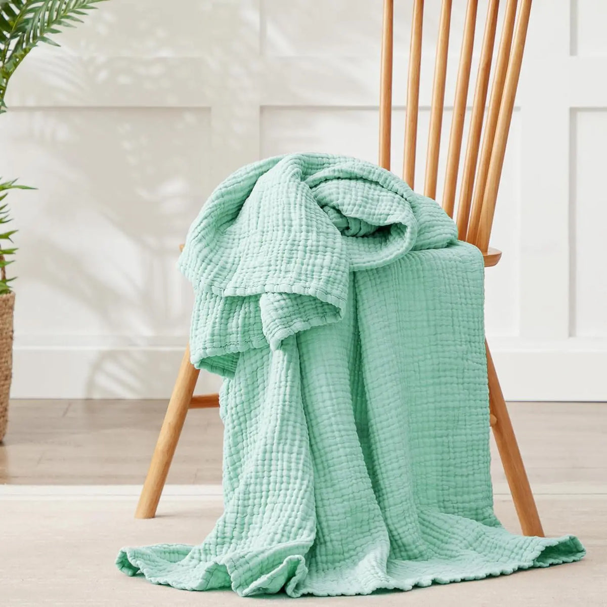Soft Muslin Blanket 100% Cotton 6-Layer Breathable Throw for Couch Bed Travel Lightweight All Season Comfort Blanket Foldable | Thomler