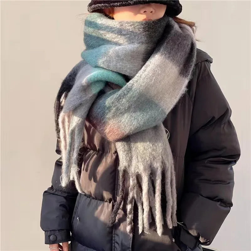 Luxurious Cashmere Winter Scarf – Soft Oversized Wrap with Vibrant Rainbow Colors for Women | Thomler