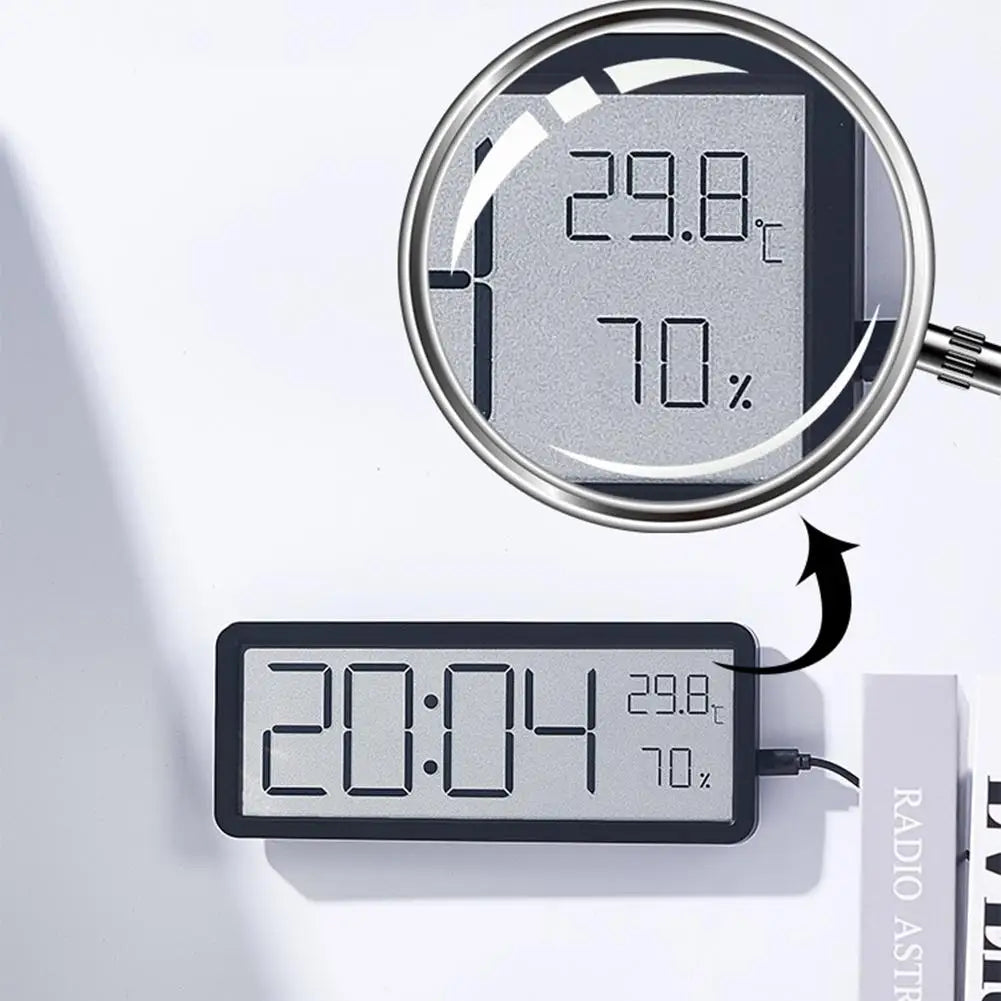 LED Digital Wall Clock with Temperature & Humidity Display – Modern Design for Home & Office | Thomler