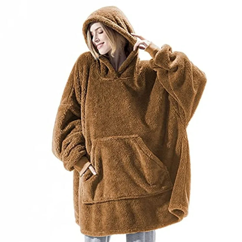 Wearable Blanket Hoodie with Sleeves – Oversized Reversible Fleece Throw Sweatshirt for Adults & Couples – Ultra Soft Plush Loungewear for | Thomler