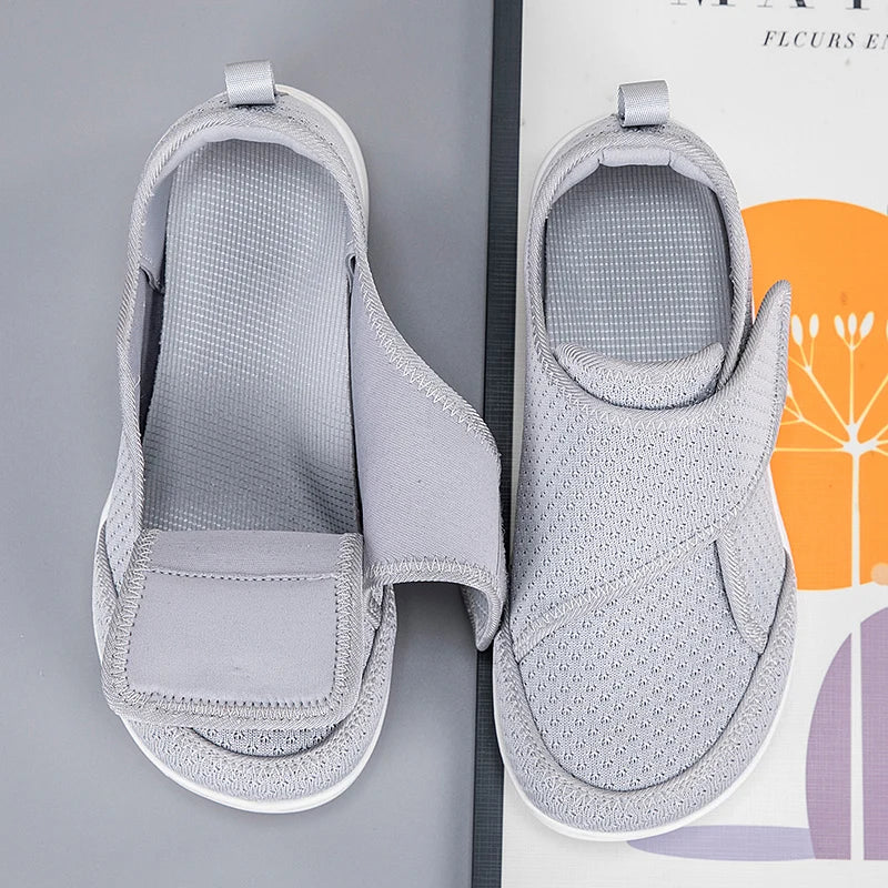 Open Schoenen voor Ouderen Verstelbare Diabetische Schoenen Gezwollen Voet Vet Breed Hallux Valgus Bunion Orthopedie Duim Eversie Mannen Vrouwen