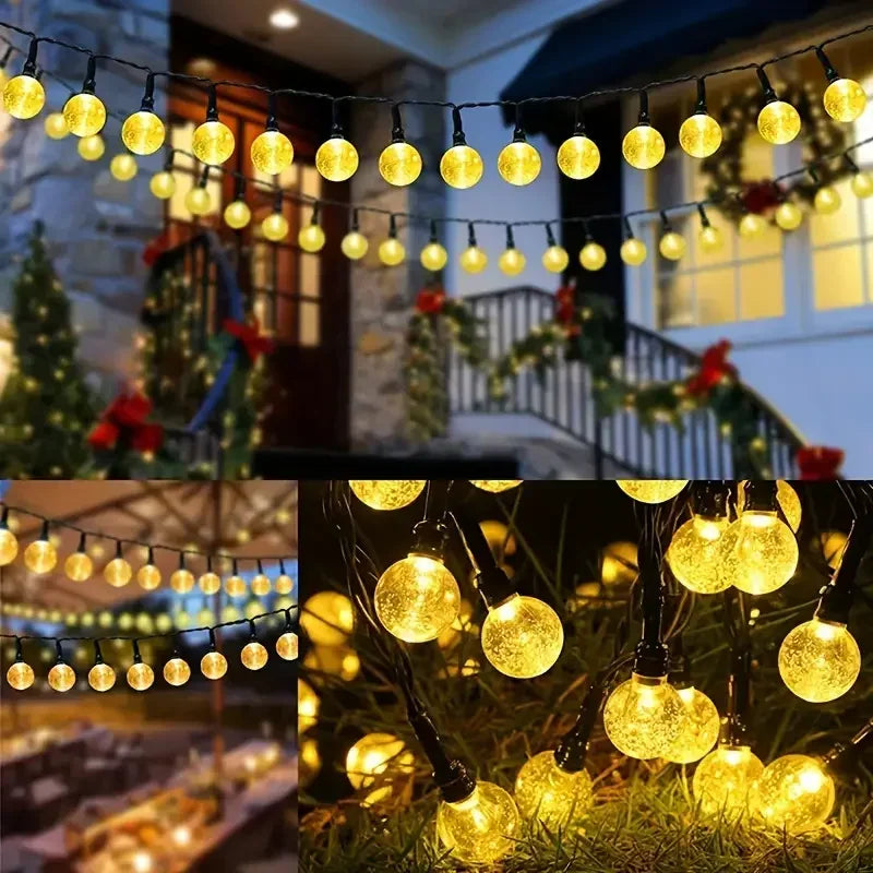 Outdoor Globe String Lights Solar Powered Weather Resistant Patio Decor 8 Flashing Modes Yard Party Holiday Ambient Lighting for Gardens | Thomler