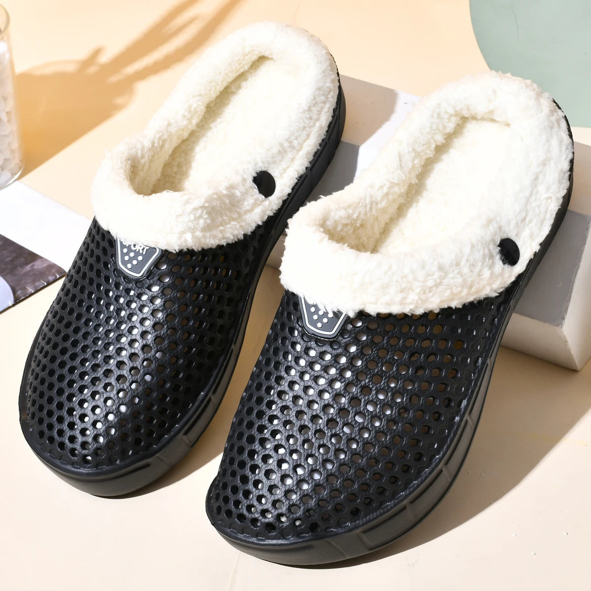 Plush Lined Slip-On House Slippers – Quilted EVA Foam Clogs for Men & Women – Indoor Outdoor Mules with Fleece Lining Winter | Thomler