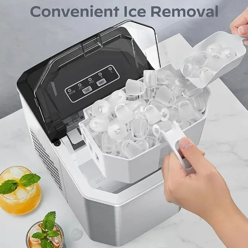 Ice Maker Stainless Steel 15.0 kg Daily Capacity Self Cleaning Kitchen Bar Office Countertop Machine Fast 9 Cube Production | Thomler