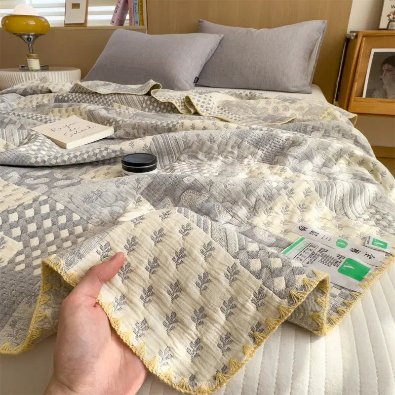 Triple-Layer Breathable Throw Blanket – 100% Pure Cotton Gauze Weave for Couch, Bed & Travel – Year-Round Comfort | Thomler