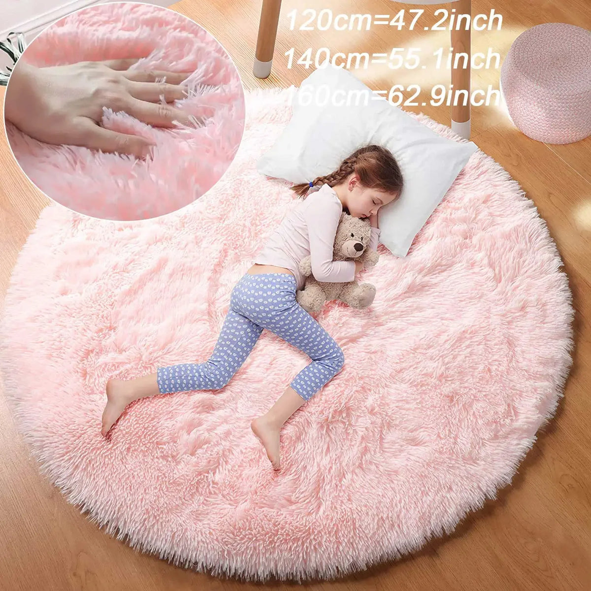 Round Shag Area Rug with 1.8-Inch High Pile – Cushioned Floor Mat for Living Room, Bedroom & Kids Spaces | Thomler