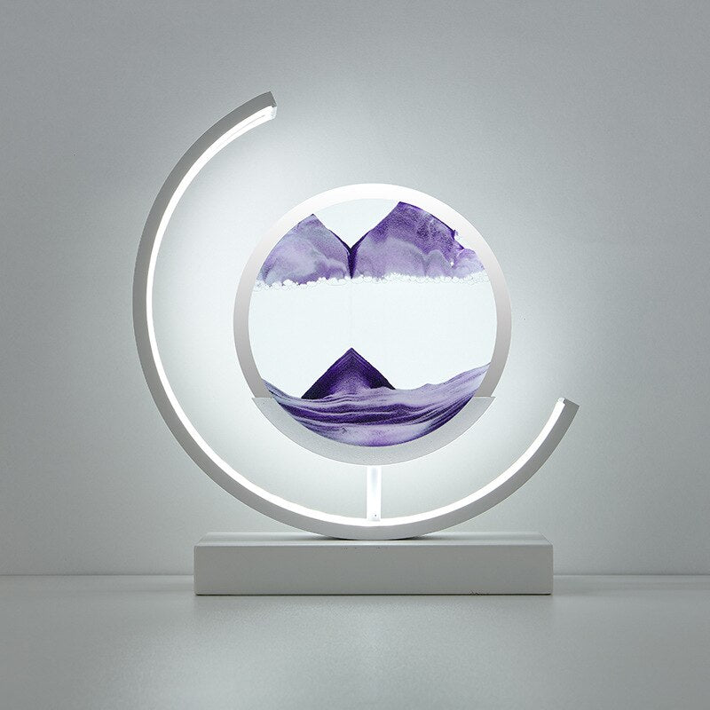 Rotating Sand Art LED Desk Lamp – Motion Sculpture with Warm Light for Office, Bedroom & Living Room Décor | Thomler