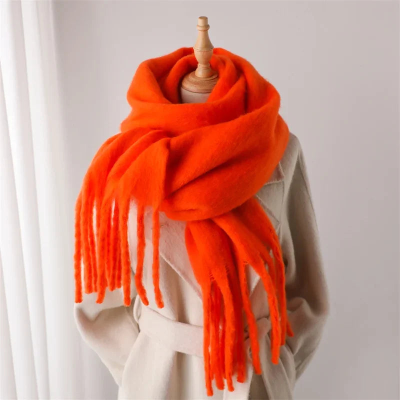 Oversized Pashmina Wrap with Fringe Detail for Women – Plush Viscose Blend Cold Weather Accessory | Thomler