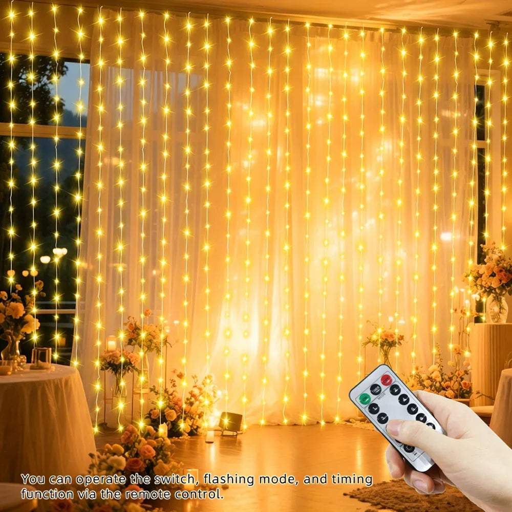 USB Curtain Fairy Lights with Remote – 8 Modes LED String Lights for Bedroom, Wedding, Party & Holiday Decor | Thomler