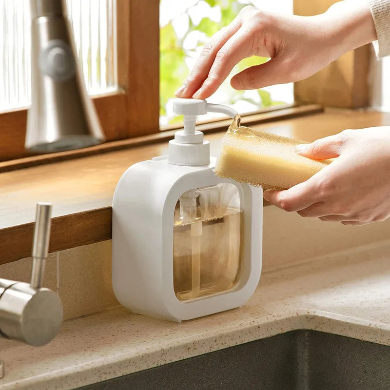 Soap Dispenser ABS PVC Refillable White Double Set Bathroom Kitchen Countertop Minimalist Scandinavian Pump Bottles | Thomler