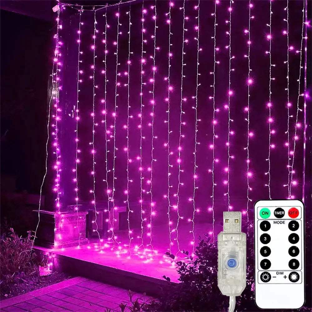 USB Curtain Fairy Lights with Remote – 8 Modes LED String Lights for Bedroom, Wedding, Party & Holiday Decor | Thomler
