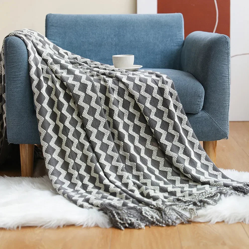 Chunky Knit Throw Blanket – Cozy Acrylic Sofa & Bed Cover for Living Room & Bedroom | Thomler