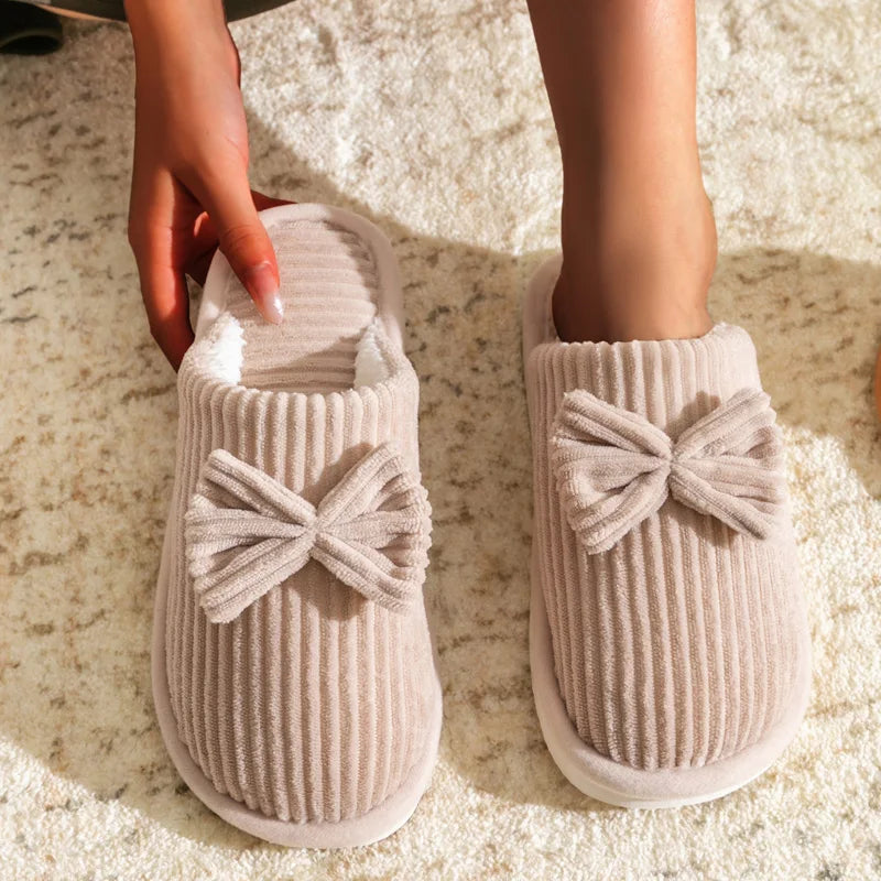 Mode damesslippers met strik Herfst/Winter Binnen Slaapkamervloer Lichtgewicht en comfortabel en zacht Warme pantoffels voor thuis