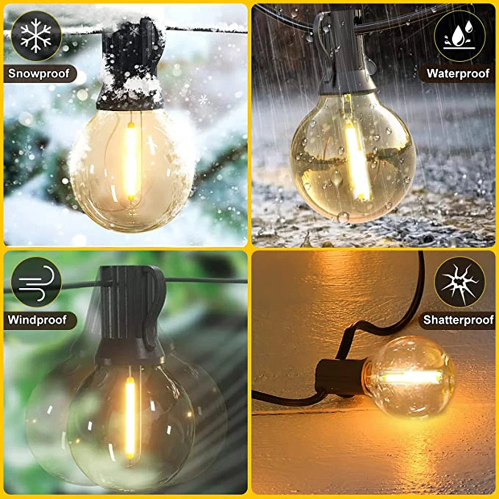 Outdoor Globe String Lights LED Warm White Festoon for Patio Garden Wedding Party Backyard Decorative Lighting | Thomler