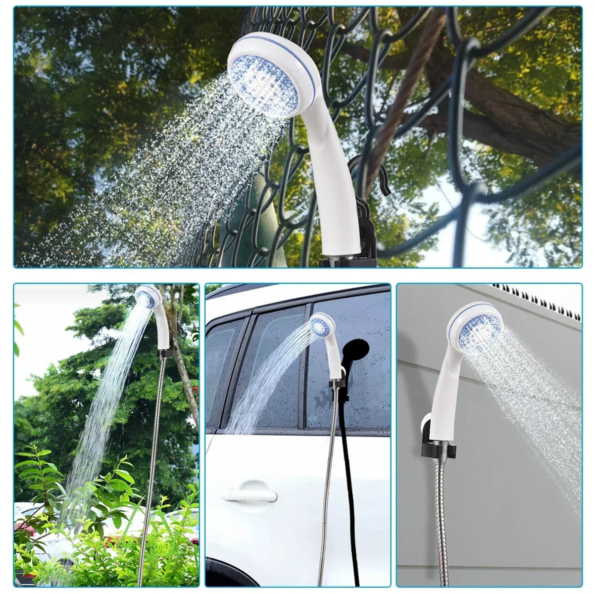 Rechargeable Handheld Camping Shower Pump with Hose – Battery-Powered Portable Shower Head for Outdoor Adventures, RV Travel & Off-Grid | Thomler