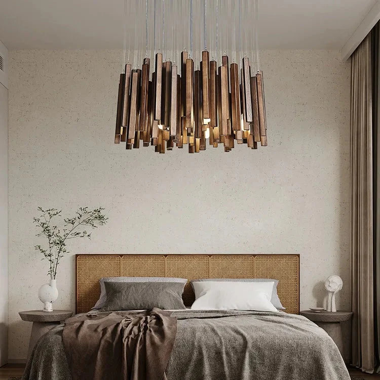 Sculptural Timber Ring Chandelier with Integrated LED – Modern Japanese-Inspired Design for Dining Room & Bedroom | Thomler