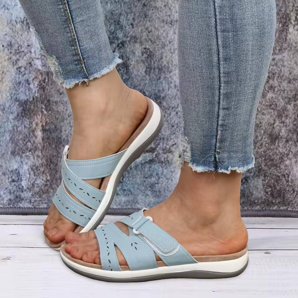 Women's Adjustable Hook & Loop Arch Support Sandals with Non-Slip Rubber Sole for Plantar Fasciitis Relief & All-Day Comfort | Thomler