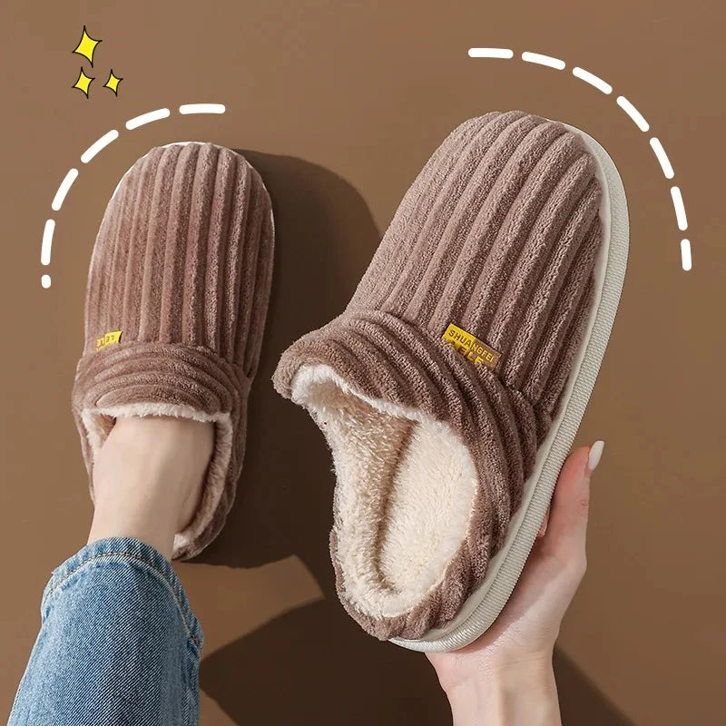 Plush Faux Fur House Slippers – Cozy Indoor Slide-On for Women & Men, Cushioned Footbed, Non-Slip Rubber Sole for Winter Loungewear | Thomler