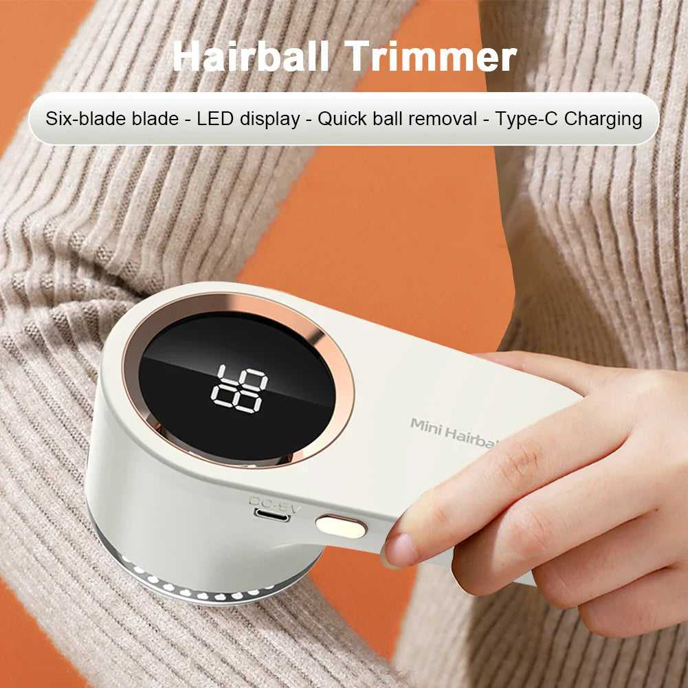 Fabric Shaver ABS 14.8 cm USB Rechargeable Clothing Sofa Lint Remover Digital Display Six Blade Defuzzer | Thomler