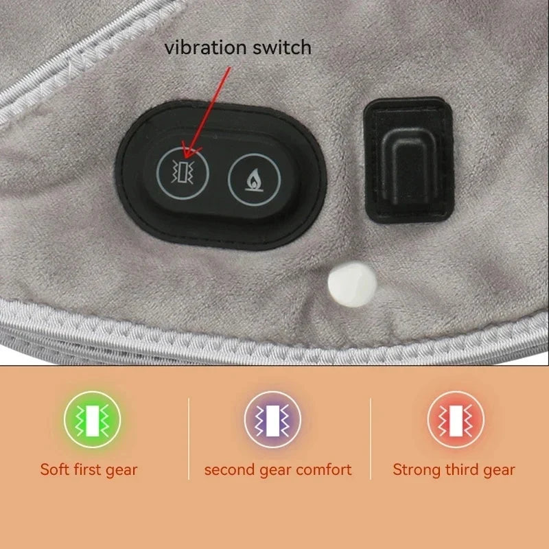 Heated Neck and Shoulder Wrap with Vibration – USB Rechargeable Heat Therapy Cushion – 3 Temperature Settings, Auto Timer, Soft Plush | Thomler