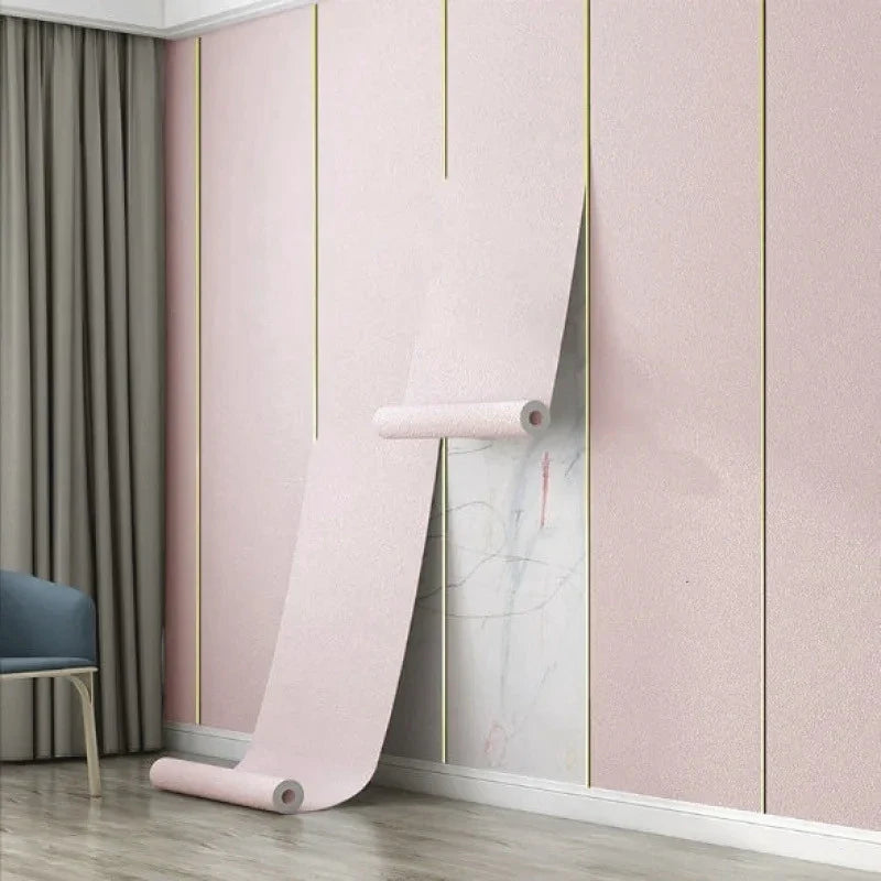 Wallpaper Linen Texture 50.0 cm Peel Stick 3D Wall Panel Living Room Bedroom Moisture Resistant Self Adhesive Covering | Thomler