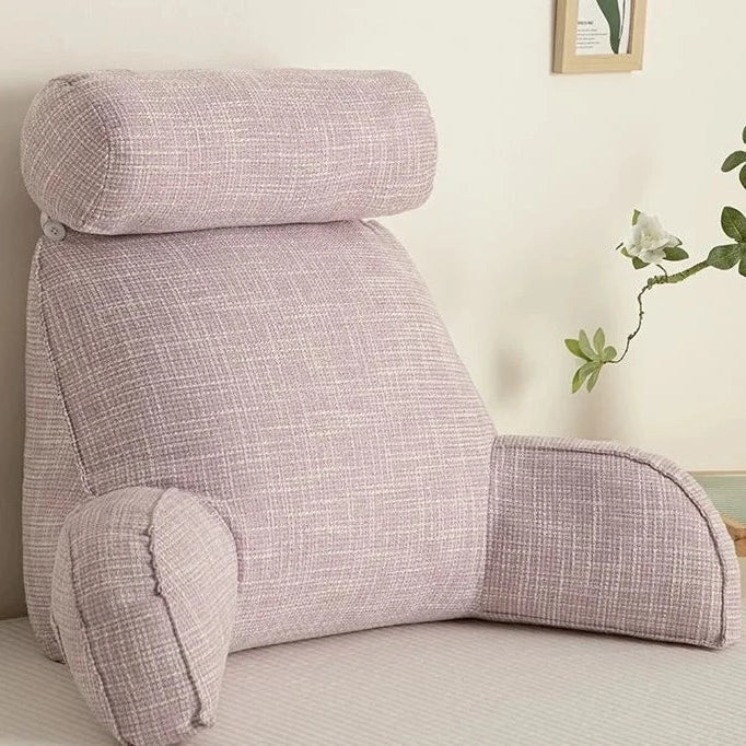 Adjustable Backrest Cushion with Movable Headrest & Side Pocket for Bed or Couch | Thomler