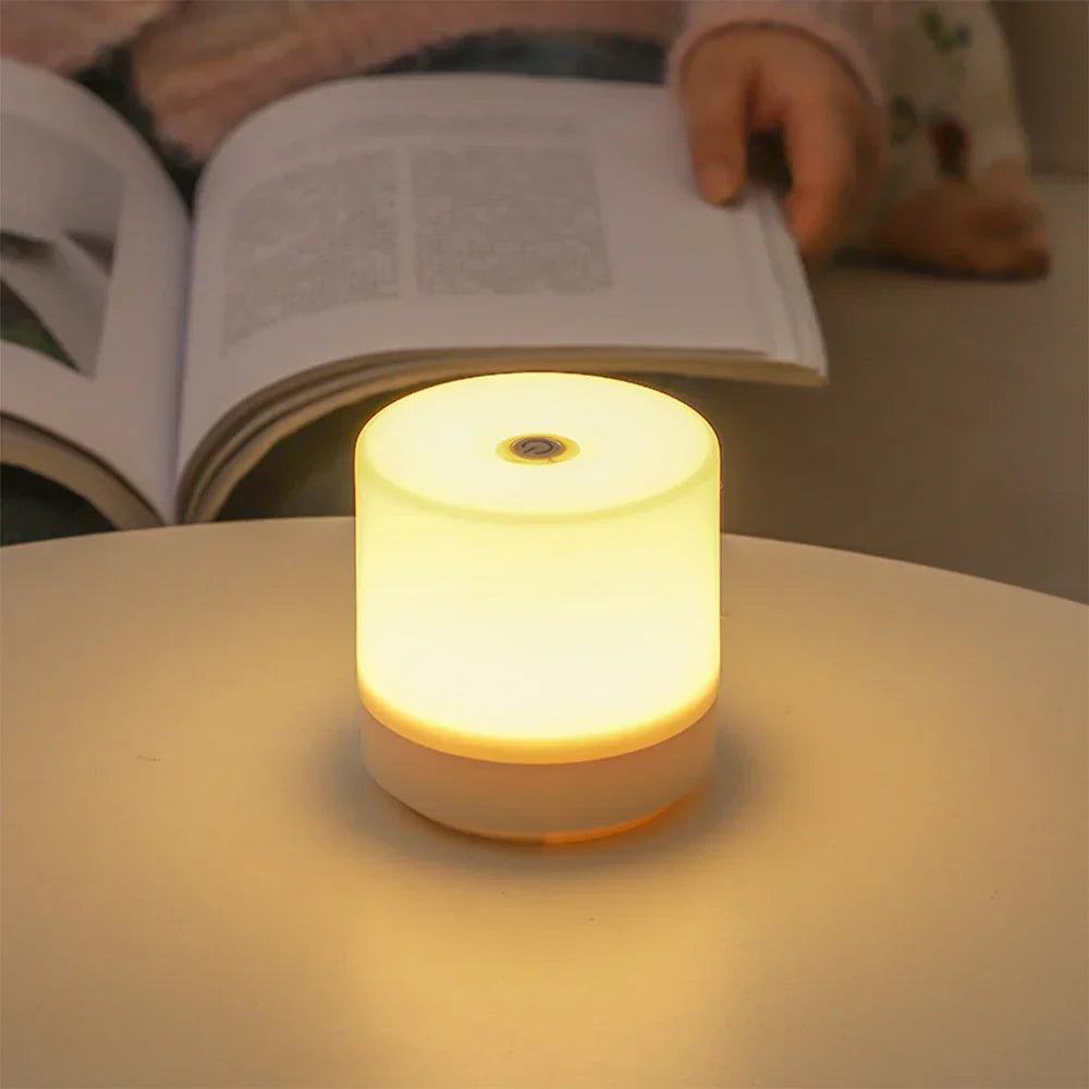 Table Lamp ABS 8.5 cm White USB Dimmable Bedroom Bedside Touch Night Light | Thomler